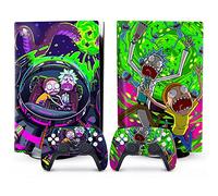 Toxxos PS5 Skin Disc Edition Anime Console and Controller Vinyl Cover Skins Wraps for Playstation 5 Disc Version CD-ROM Version Purple and Green