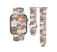 TOXXU Cats Watch Band Compatible with Apple Watch 49mm 45mm 44mm 42mm 41mm 40mm 38mm for Women men, Stylish Kitten Funny Animals Silicone Printed Replacement Strap for iWatch Ultra SE 8 7 6 5 4 3 2 1,