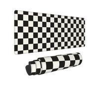 TOXXU Checkered Large Gaming Mouse Pad for Girl with Anti-Slip Base, Checkerboard Extended XL Mousepad, Desk Mat with Stitched Edges for Desk, 31.5 x 11.8 in, Black