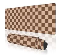 TOXXU Checkered Large Gaming Mouse Pad for Women Men with Anti-Slip Base, Checkerboard Extended XL Mousepad, Desk Mat with Stitched Edges for Desk, 31.5 x 11.8 in, Deep Brown