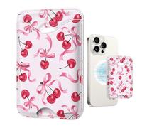 TOXXU Cherry Bow for Magsafe Wallet Compatible with iPhone 17/16/15/14/13/12 Series Pro Max Plus (Bowknots Pattern Card Holder for Women) (Fit 3 Cards Lether Phone Magnet Mag Safe Wallets)