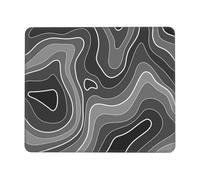 TOXXU Gradient Topographic Contour Mouse Pad with Stitched Edge, Non-Slip Rubber Base Square Black and Gray Map Line Mousepads for Computer Desk, 10.3×8.3 Inch, Grey