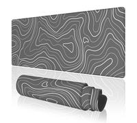 TOXXU Gray Topographic Contour Large Gaming Mouse Pad with Anti-Slip Base for Keyboard, Map Extended XL Mousepad for Office and Room, Cool Desk Mat with Stitched Edges for Desk, 31.5 x 11.8 in