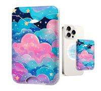 TOXXU Pink Cloud Magnetic Wallet for Magsafe Compatible with iPhone 16/15/14/13/12 Series Pro Plus (Pattern Phone Magnet Card Holder for Women) (Fit 3 Cards Lether Mag Safe Wallets)