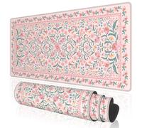 TOXXU Pink Foral XXL Desk Mat, Extended Large Mouse Pad for Computer Desktop, Big Gaming Mousepad with Anti-Slip Base, Durable Stitched Edges, Wide Desk Pad for Women (35.4 x 15.7 inches)