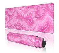 TOXXU Pink Gradient Topographic Contour Large Gaming Mouse Pad with Anti-Slip Base, Extended XL Mousepad for Office and Room, Cool Desk Mat with Stitched Edges for Desk, 31.5 x 11.8 in