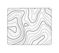 TOXXU Topographic Contour Mouse Pad with Stitched Edge, Non-Slip Rubber Base Square Map Line Mousepads for Computer Desk, 10.3×8.3 Inch, White