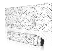 TOXXU White Topographic Contour Large Gaming Mouse Pad with Anti-Slip Base for Keyboard, Map Extended XL Mousepad for Office and Room, Cool Desk Mat with Stitched Edges for Desk, 31.5 x 11.8 in