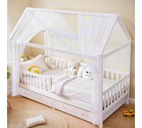 ToxyJopy House & Bed Canopy Set - 2-Piece Luminous Stars Canopy for Dreamy Children's Room Decoration with Organic Cotton Bunting