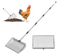 TOXYMHO 10 - Inch Giant Metal Chicken Poop Scooper: 24-68" Adjustable Stainless Steel Handle, 4 - in - 1 Multifunctional Heavy - Duty Litter Sifting Shovel for All Chicken Coop Needs