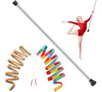 TOXYMHO Kids Baton, 28-Inch Stainless Steel Twirling Baton for 3-15 Years Old Dance Beginners | Includes 1 Gymnastics Wand & 2 Dance Ribbons, Easy-to-Use (Black)