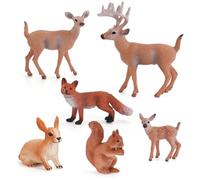 Toy Animal - Reindeer Squirrel Red Fox White-Tailed Deer | Solid Hand-Painted Wildlife Models For Learning Display Collection | Animal Figures - Home Office Décor Gift