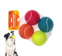 Toy Balls for Dogs, Dog Balls for Aggressive Chewers, Squeaky Toy, Dog Balls, Teeth Toy - 4 x Dog Fetch Ball, Chew Toy for Puppies, Squeaky Dog Ball, Tennis Balls, Interactive