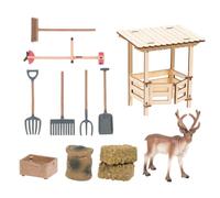 Toy Barn Wooden Educational Realistic Interactive Fun Kids Play | Reindeer Barn Hay Feeder Tools Toys for Bedroom Playroom Classroom Daycare Kindergarten Sandbox Backyard
