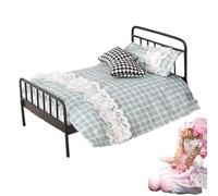 Toy Bed | 1 Scale Miniature Mattress And Comforter - Small Wrought Iron Frame Bed Set - for Boys Girls Teens Role Playing & Display