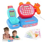 Toy Box for Children Supermarket Record with Scanner, Calculator and Sound Effects, Play with Money Money, Lighting for and Preschool Children