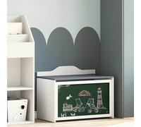 vidaXL Box with Storage and Chalkboard Front ROROS Grey and White