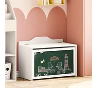 Toy Box White Engineered Wood 73x40x55cm Chalkboard Front Ample Storage for Kids
