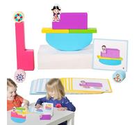 Toy Building Blocks,Wooden Educational Puzzle Blocks Game - Educational Sensory Construction Cube Toy for Teens Boys Girls Children