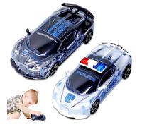 Toy Car, 2 PCS Kids Play Vehicles Police Car Toy with Light and Sound Pull Back Vehicles Diecast Toys Vehicle Cars Model Friction Powered Vehicle Montessori Educational Toys for Kids Birthday Gift