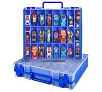 Toy Car Storage Organizer Case Compatible with Hot Wheels/for Matchbox Cars. Display Carrying Container Holder for LOL Surprise Dolls/for Shopkins with 48 Compartments Double Sided -Blue (Box Only)