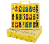 Toy Car Storage Organizer Case Compatible with Hot Wheels/for Matchbox Cars. Display Carrying Container Holder for LOL Surprise Dolls/for Shopkins with 48 Compartments Double Sided -Yellow (Box Only)