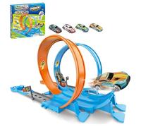 Toy Car Track Set for Boys Kids,Long Race Tracks with Action Loops and High-Speed Slot Cars, 32 Pieces of Race Track to Create Multiple Configurations for Home Travel Party Birthday Activity (32pcs)