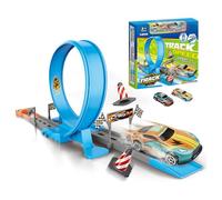 Toy Car Track Set for Kids Age 3-14, with 360° Action Loops & Race Cars, Jumping Racing Game Track Toy, Race Track Toy Birthday Xmas Gifts for Boys and Girls (1 player, single track)