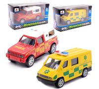 Toy Cars, 2 Pcs Model Car Rescue Play Vehicles Ambulance Fire Engine Children's Pull Back Vehicles Toys Emergency Vehicle Toys Cast Model Automobile for Children's Playtime and Birthday Party Gifts