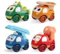 Toy Cars, 4PCS Construction Vehicles Set Kids Digger Trucks Friction Power Toy Cars Excavator Toys Pull Back Press and Go Car Education Construction Vehicles Birthday Gifts for Toddler Age 3+
