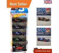 Toy Cars Formula 1 5-Pack, Set of 5 1:64 Scale Die-Cast Vehicles Featuring F1...