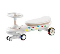 Toy Cars Wiggle Car For Kids Swing Cars With LED Flashing Wheels Extended Seat Anti-Rollover For Ages 1 To 3 (Black White)(Wei)