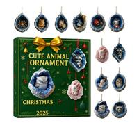 Toy Christmas Countdown Calendar | Festive Decor - Christmas Countdown with 2D Acrylic Cute Animal Ornaments | for Adults Teens Girls Boys Men Friends