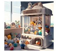 Toy Claw Machine for Kids , Tiny Claw Machine with Light and Music,2 Panda Doll,25 Dolls,20 Gashapons , Claw Gametoy Use Gumballs,Candy,Toys,or Small Prizes