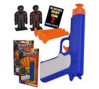 Toy Dart Gun Set with Suction Cup Darts and Standing Targets for Kids Theme Blue Handheld Blaster Safe Indoor Outdoor Shooting Play Includes 4 Soft Darts 2 Target Stands 2 Pack - Electoys