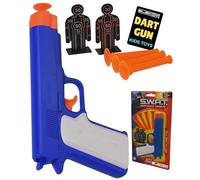 Toy Dart Gun with Suction-Cup Darts and Standing Targets for Children Blue Pistol Style Safe Indoor Outdoor Shooting Toy Set for Kids Handheld Plastic Projectile Game Family Fun