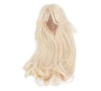 Toy Doll Head Wig Elastic Mesh Blunt Bangs Long Fake Hair DIY Simulation Doll Modeling for 1/3 BJD Dolls 21 24cm Head Circumference High Temperature Wire Material (Milk Gold)
