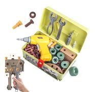 Toy Drill, Construction Toys with Drill, Kids Pretend Play Toolbox, for Boys Girls Construction Christmas Birthday Workshop Table Party
