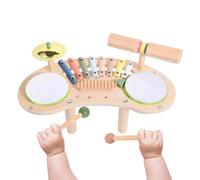 Toy Drum Set | 7-in-1 Wooden Percussion Instrument | Child Musical Instruments | for Home Playrooms Playdates Preschool Daycare Kindergarten Homeschooling Birthday Holiday