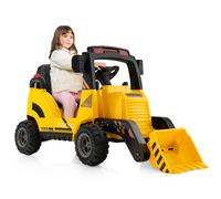 Toy Excavator Kids Ride On With Electric Bucket Lights & Sound for 3+ Gymax Yellow One Size