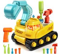 Toy for 2 Year Old with Electric Drill, Tools, Kids Tool Set, Electric Excavator Toy with Lights and Music, Educational Construction Vehicle Toy for 18M+ Boys Girls, Gift for 2 3 4 Year Old Kids