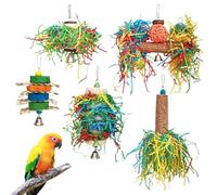 Toy for Parrots, Colourful Bird Toys for Crushing, Nibble-Resistant, Destruction-Proof Activity Toy with Treat Function for Budgies, Cockatiels, Macaws Conures