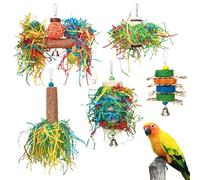 Toy for Parrots - Colourful Paper Shredder Toys - Chew Toy with Treat Bag to Promote Exercise and Mental Stimulation for Macaws Parakeets Cockatoos and Others