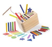 Toy For Sorting Shapes - Educational Toy For Educating The Little, Colourful Wooden Sticks | Early Learning Box, Interactive Wooden Blocks | Developmental Sensory Play Fishing Game Nursery Playro