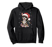 Toy Fox Terrier Dog Ugly Christmas Candy Cane Tree Lights Pullover Hoodie