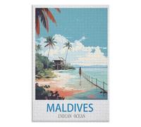 Toy Fun Family puzzle box，Maldives Indian Ocean ，Adults 1000 Piece Jigsaw Puzzle- Christmas，52x38，paper puzzle ，AA-602