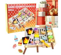 Toy Grill Playset, Wooden Realistic Tool, Interactive Fun Aid for Usage, Kids Helper Accessory, Easy Fit Fixture for Children Family Friends Son Daughter Birthday Park Kitchen Outdoor Backyard