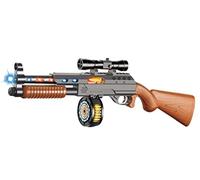 Toy Gun for kids great for Army play Soldier, Military boys police Costume accessories & fancy dress. Durable Toy sniper rifle with rotating ammo drum makes sounds lights & vibrations for hours of fun