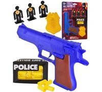Toy Gun Set for Kids with Soft Bullet Darts Target Figures and Police Badge Imaginative Role Play Toy Pistol Ideal for SWAT Police Pretend Play and Target Practice Boys Girls Indoor Outdoor