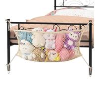 Toy Hammock for Stuffed Animals, Cotton Teddy Hammock Toy Storage Net - Neatly Store Your Stuffed Animals, Bedside Stuffed Animal Storage Net with Tether, Kids Bedroom Nursery Room Decor, Beige